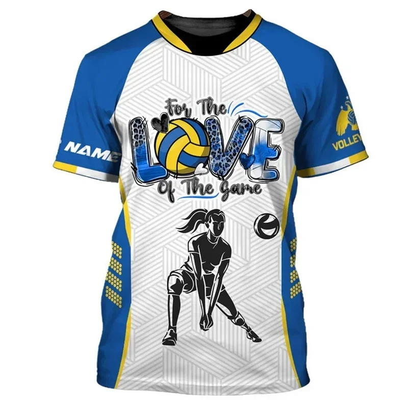 Cool Volleyball Pattern T Shirt Men Customized 3D Printed T-Shirts Summer Fashion Round Neck Street Oversized Short Sleeve Tees