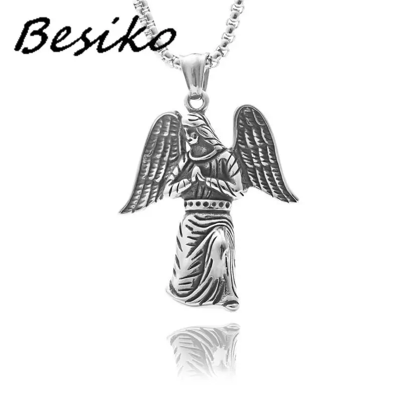 

Besiko Stainless Steel Angel Pendant Necklace For Men Women Vintage Unique Punk Necklace Dainty Jewelry Gifts For Friends