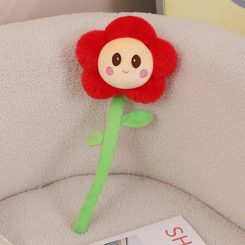 40cm Sun Flower Plush Toy Bendable Stems Smile Face Stuffed Doll Home Decor Cartoon Sunflower Plant Kawaii Toy For Wedding Party