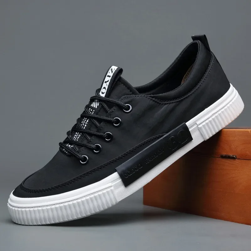 Canvas Mens Flats Lightweight Walking Sneakers Breathable Casual Fashion Lace Up Men High Top Shoes Ice Silk Footwear Grey