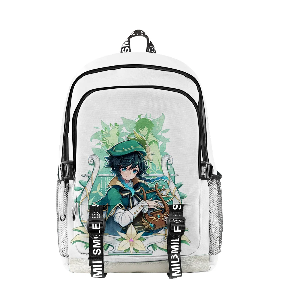 

2024 New Genshin Impact Venti 3D Backpack Oxford Waterproof School Bag Teenager Boys Girls Cosplay Travel Backpack Laptop Bag