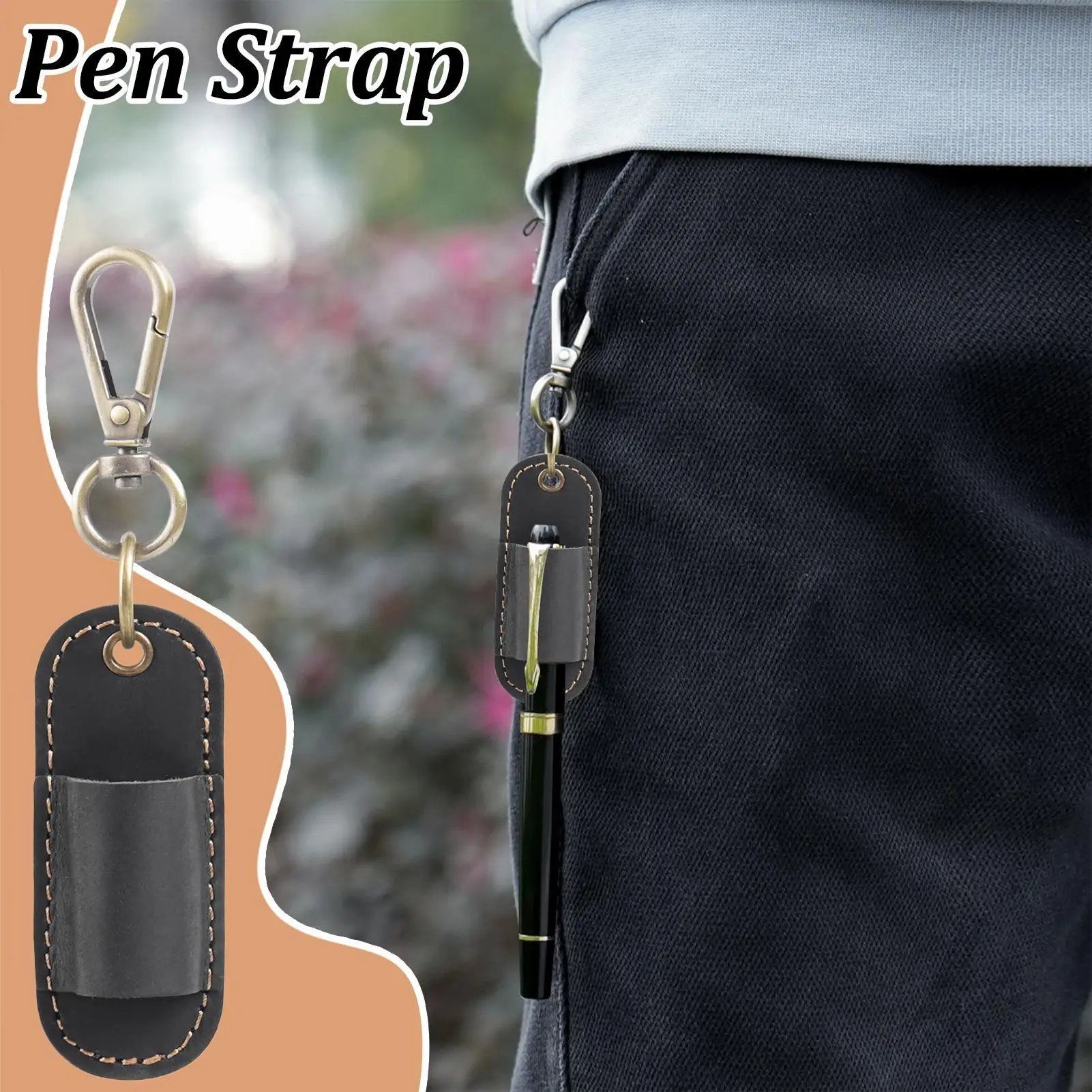 Pen Holder For Lanyard Anti-Lost Portable Leather Storage Case Single Pen Holder For Cafe Couch Dorm Hospital Home Offices
