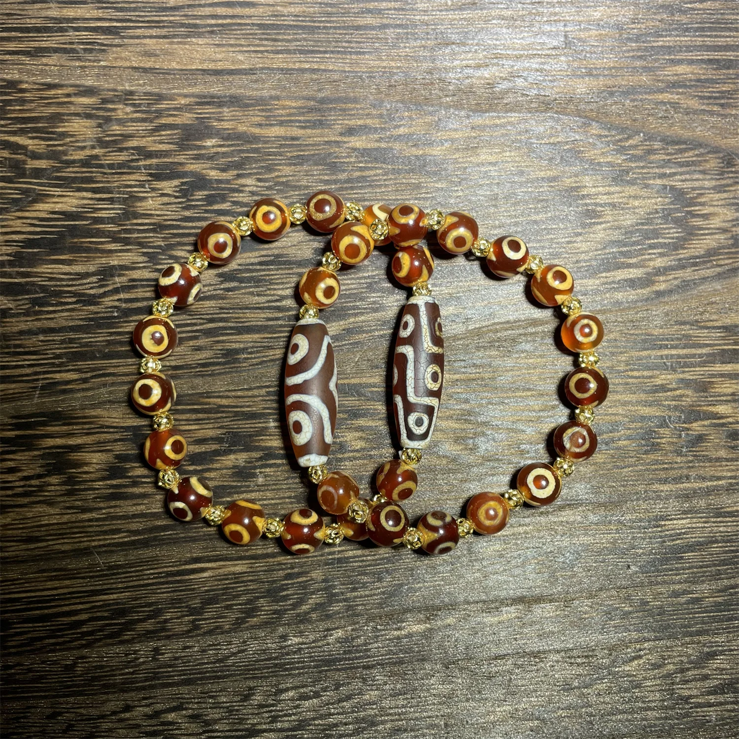 1pcs/lot Natural Agate Three Eyes Nine Eyes Pattern Dzi Bracelet red 30×10mm Design style Handmade Ethnic style both sexes