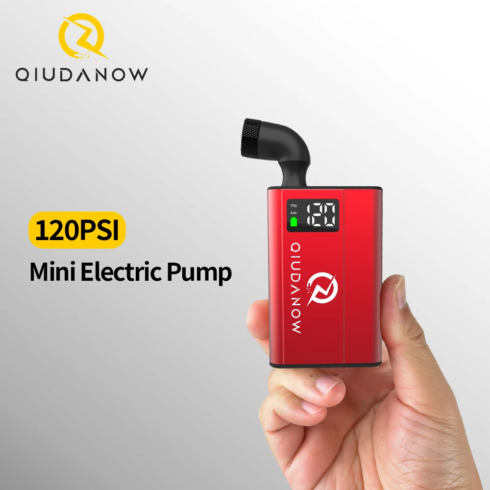 

QIUDANOW Electric Air Pump Portable Inflator for MTB Bike Road Bike with Digital Screen fits Schrader/Presat/Dunlop/Clik Valves