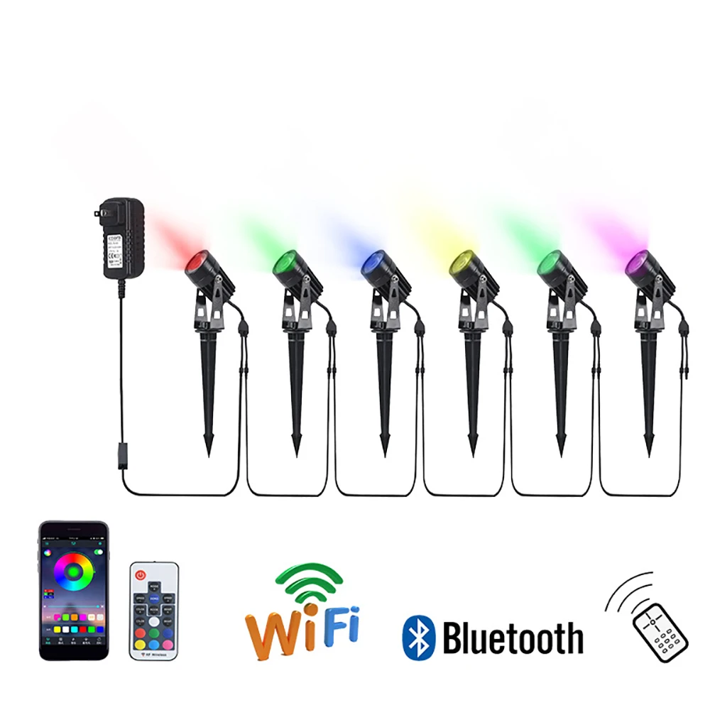 10 in 1 Outdoor led mobile phone APP garden lawn lamp splicing bluetooth graffiti WiFi smart plug-in floor lamp