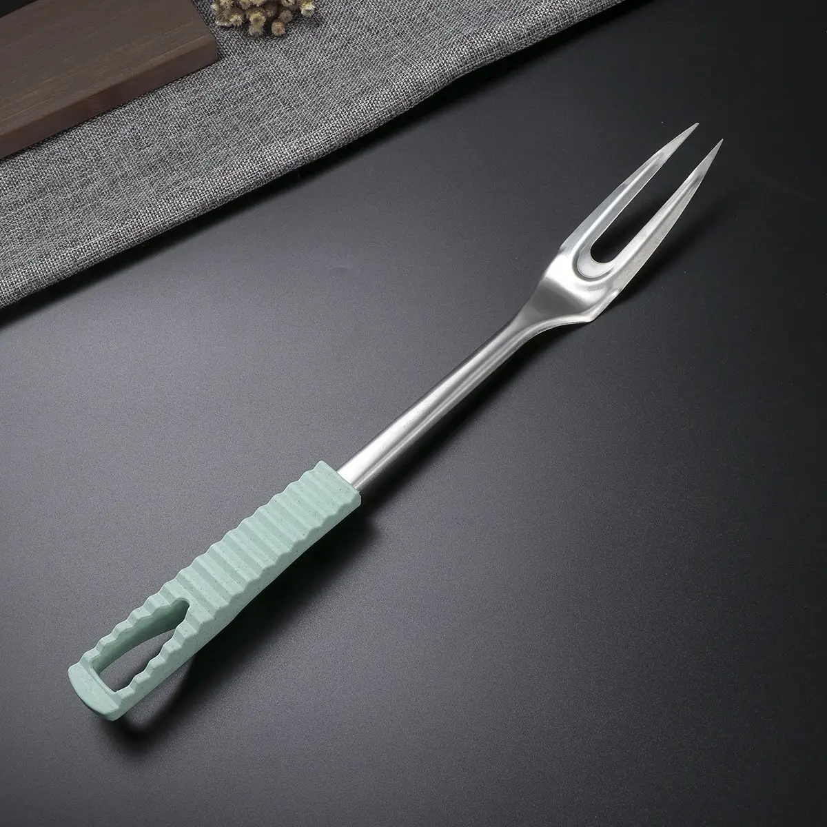 Premium Stainless Steel Meat Fork with Curved Hook-Tip Prongs for Roast Poultry Carving Serving Kitchen Restaurant Buffet Use