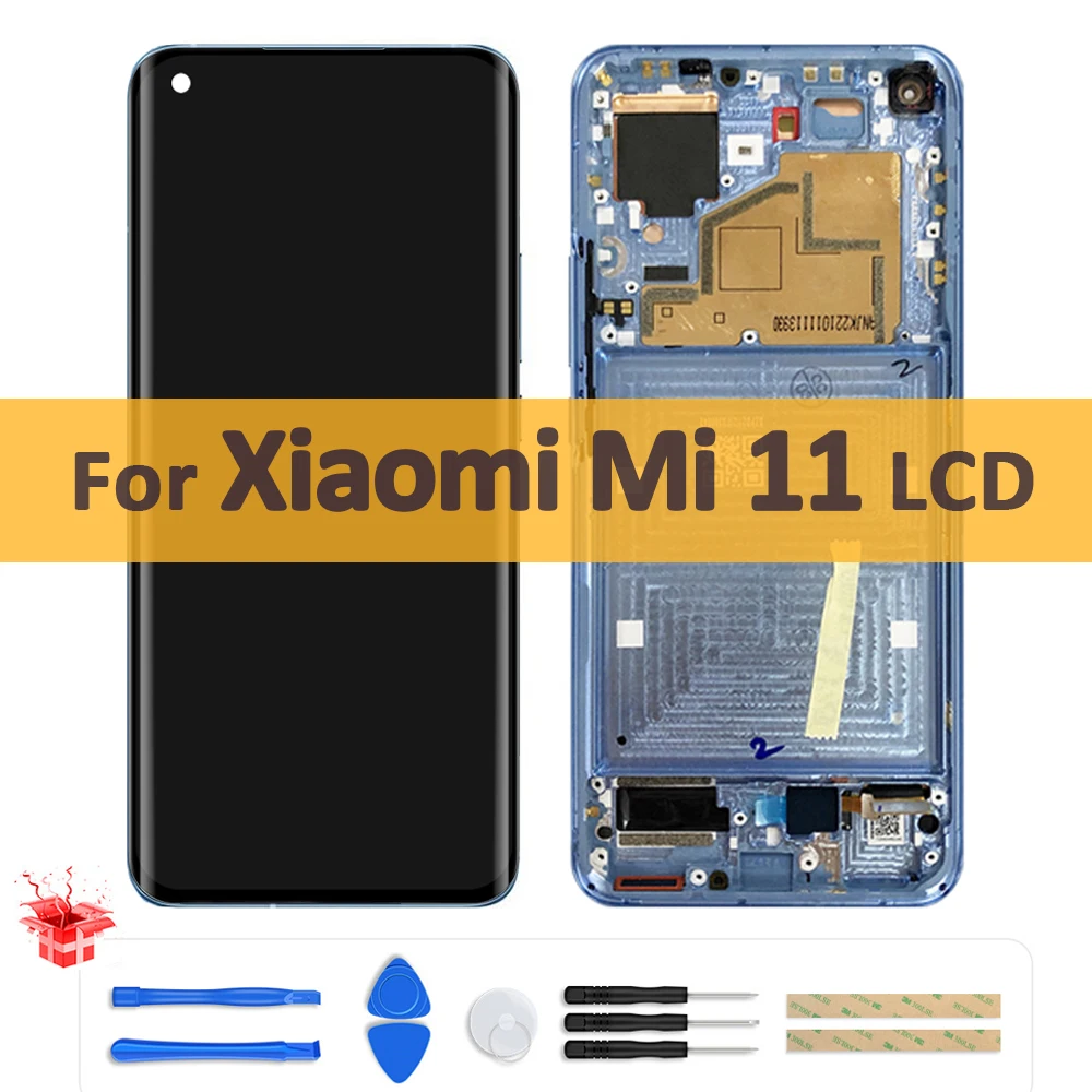 

6.81" AMOLED For Xiaomi Mi 11 M2011K2C LCD Display Touch Screen Digitizer Assembly with Frame For Mi 11 Repair Parts