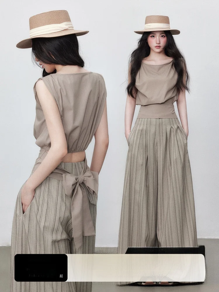 

Летняя приталенная футболка Yuzhi с поясом, светло-хаки, женская футболка Ele Sle Faion Commute Sle Pure...