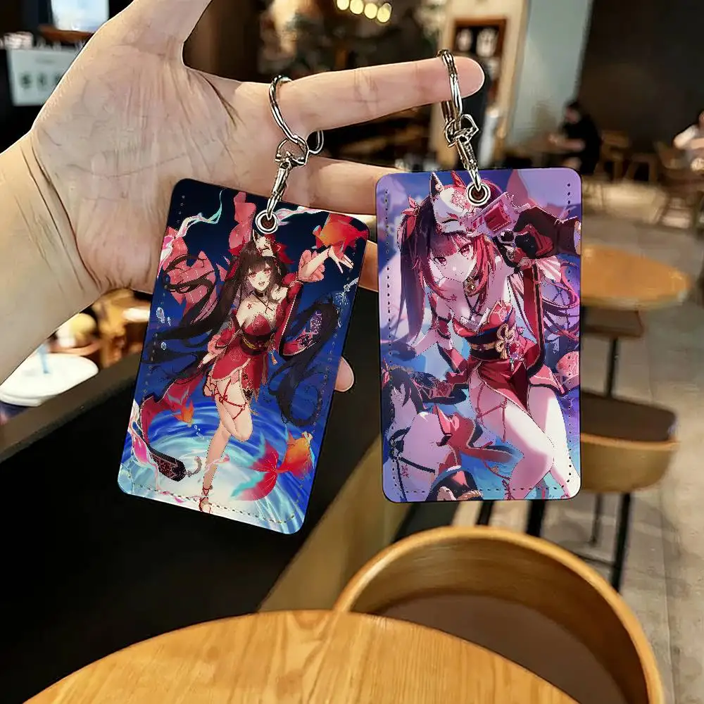 Game Honkai Star Rail Sparkle Card Holder With Keychain Executive Protection For Bank Credit Subway Bus Case