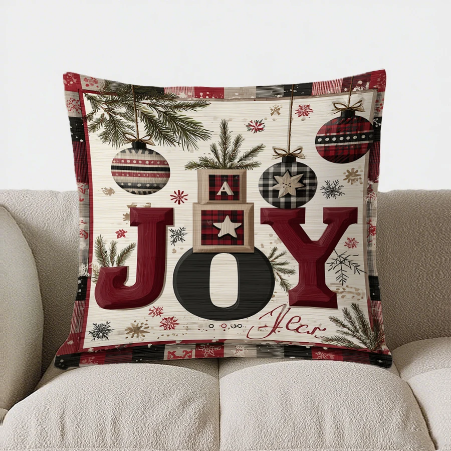 Christmas Holly Ball Pattern throw pillow cover with short plush print living room sofa decoration cushion cover pillow covers