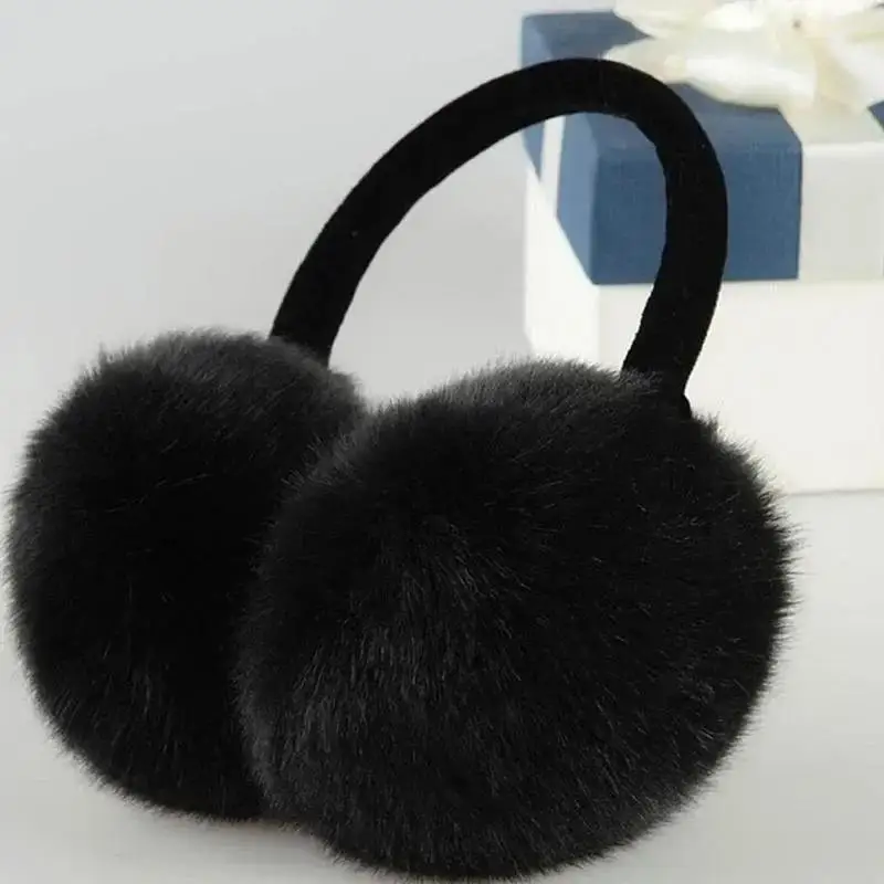Plush Black Earmuffs Winter Windproof Warm Plush Earmuffs Unisex Men's Womens Universal Ear Protection Antifreeze Plush Earmuffs