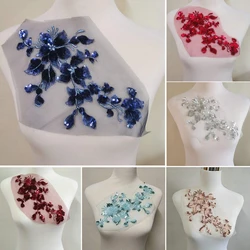 1Pc Colorful Flower Embroidery Patch Sequin Sew On Clothing Embroidered Appliques 28*16cm