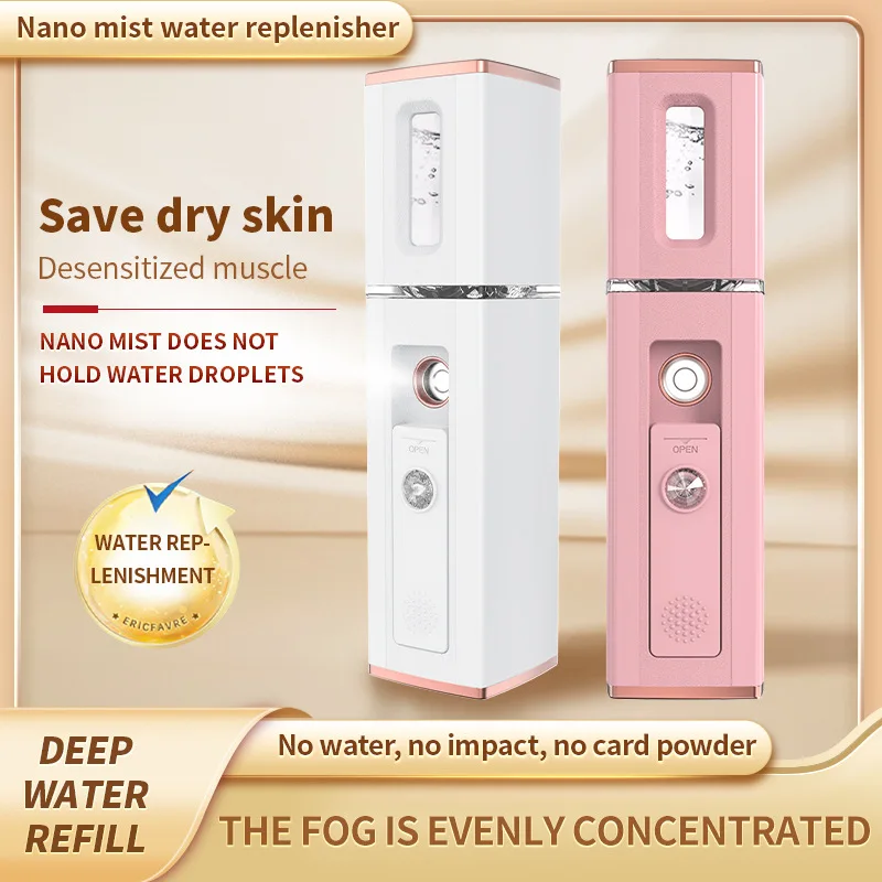 Nano Fog Facial Sprayer Ultrasonic Water Refill Meter USB Rechargeable Portable Water SPA Moisturizing Hydrating Face Sprayer