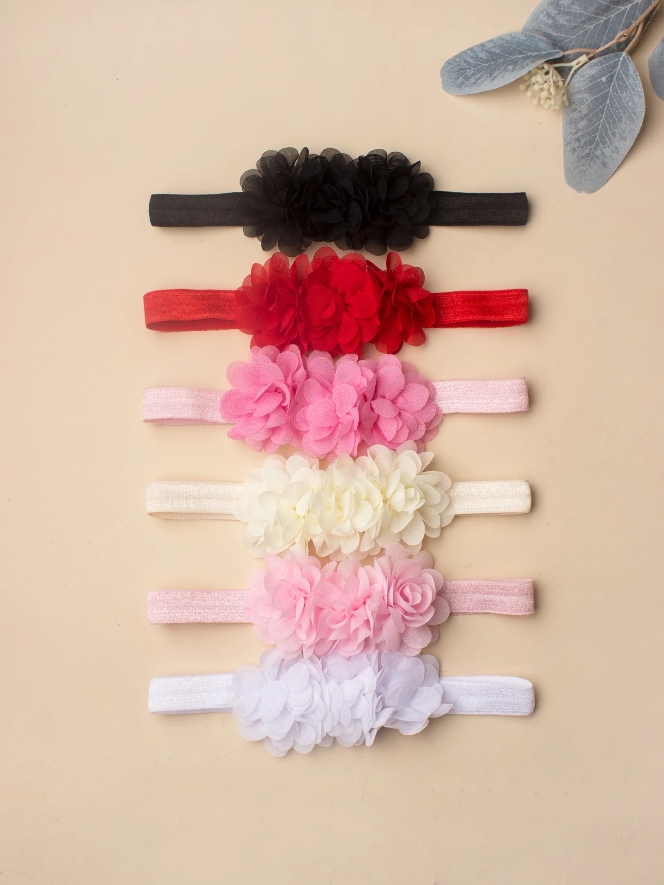 

6pcs candy color baby headwear baby headbands three flowers soft hair accessories cute fashion colorful children headwear