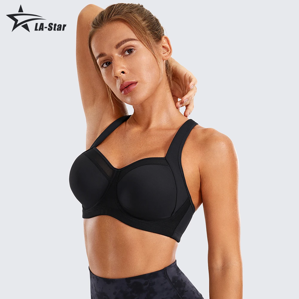 Women's High Impact Underwire Sports Bra with Adjustable Straps Full Figure Running Workout