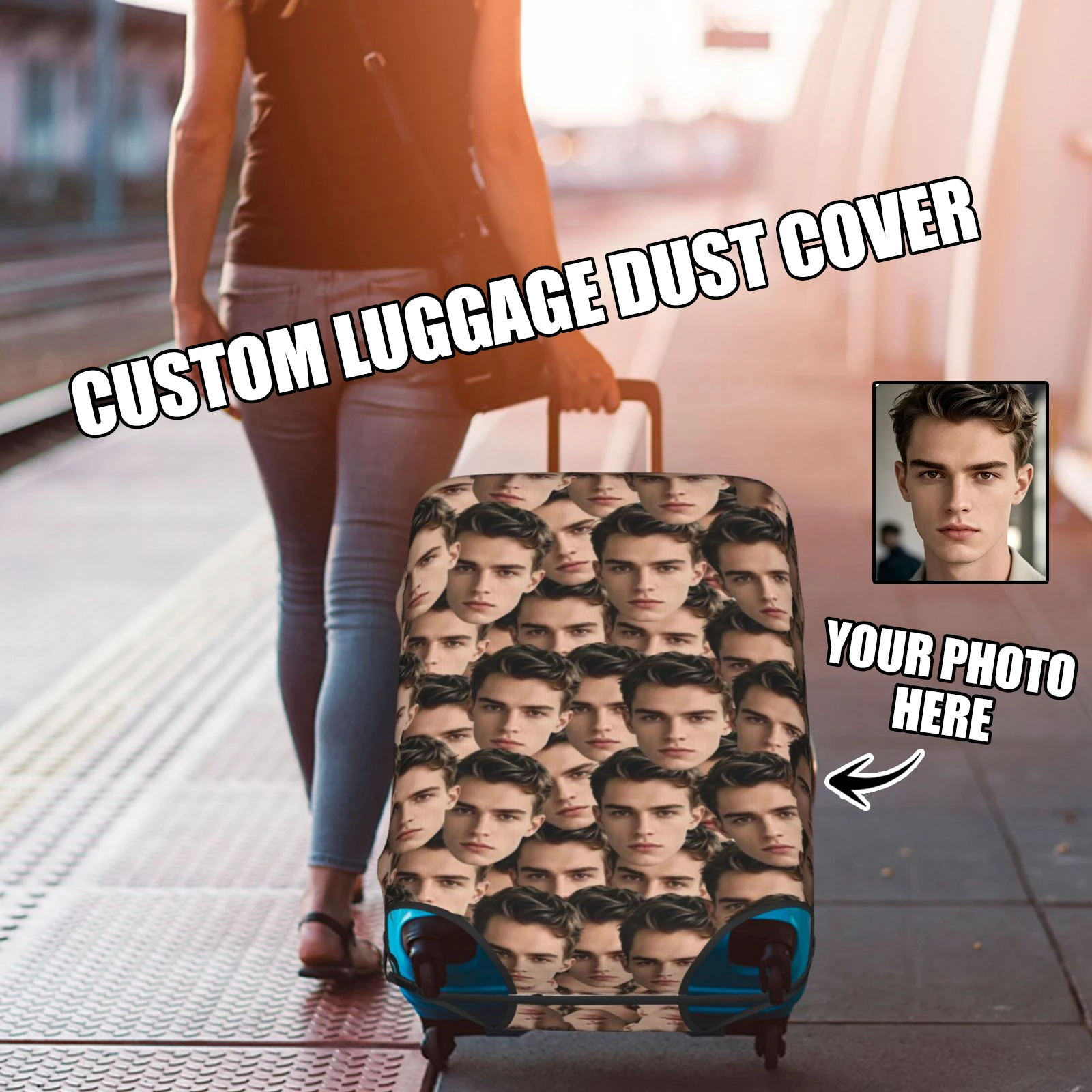 

Custom Customize Logo Luggage Cover Elastic Your Design Here Travel Suitcase Protective Covers Suit For 18-32 inch