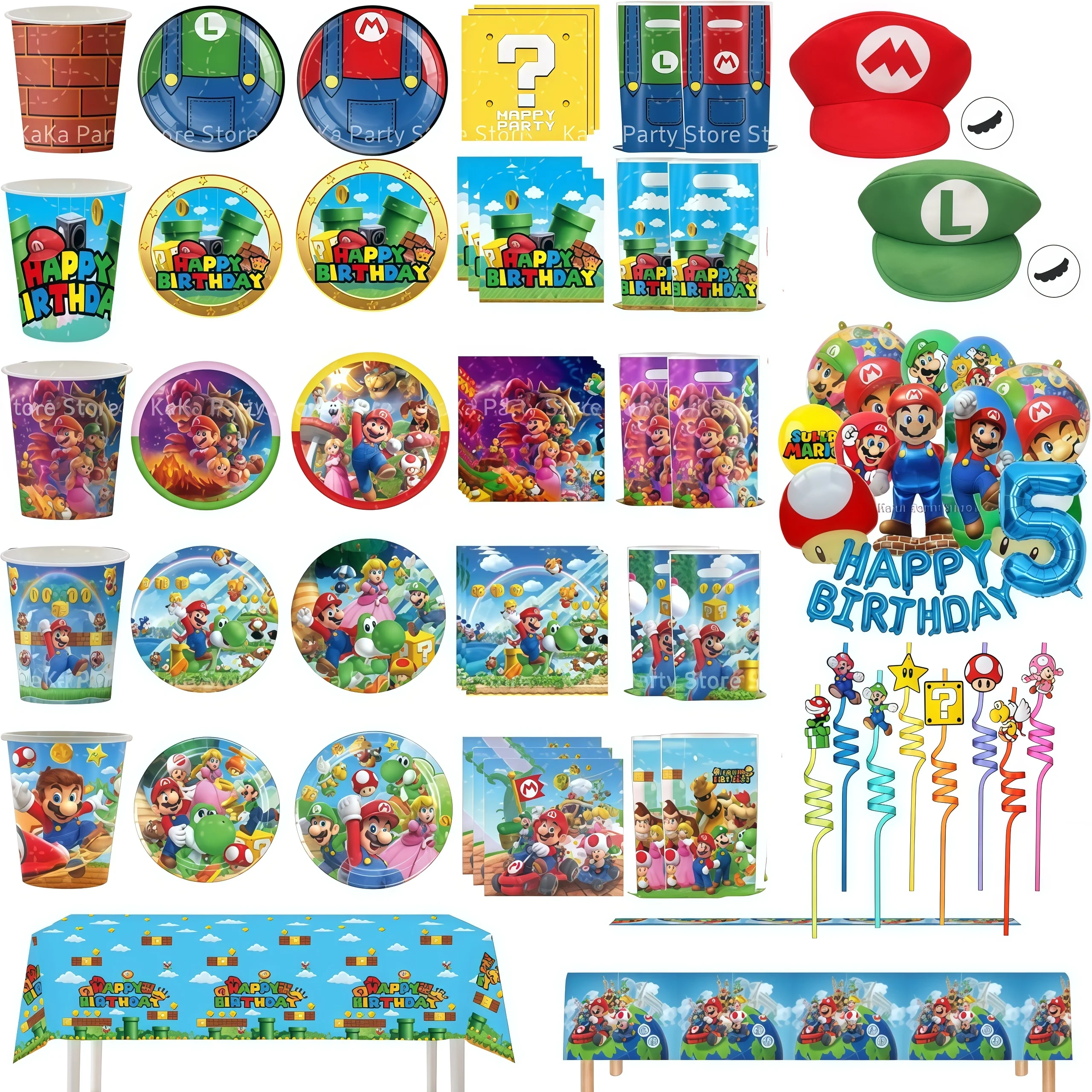 Décoration d'anniversaire Super Bros, vaisselle, nappe, gobelet, assiette, serviette, sac, ballon, baby shower, fournitures pour fête Super Bros