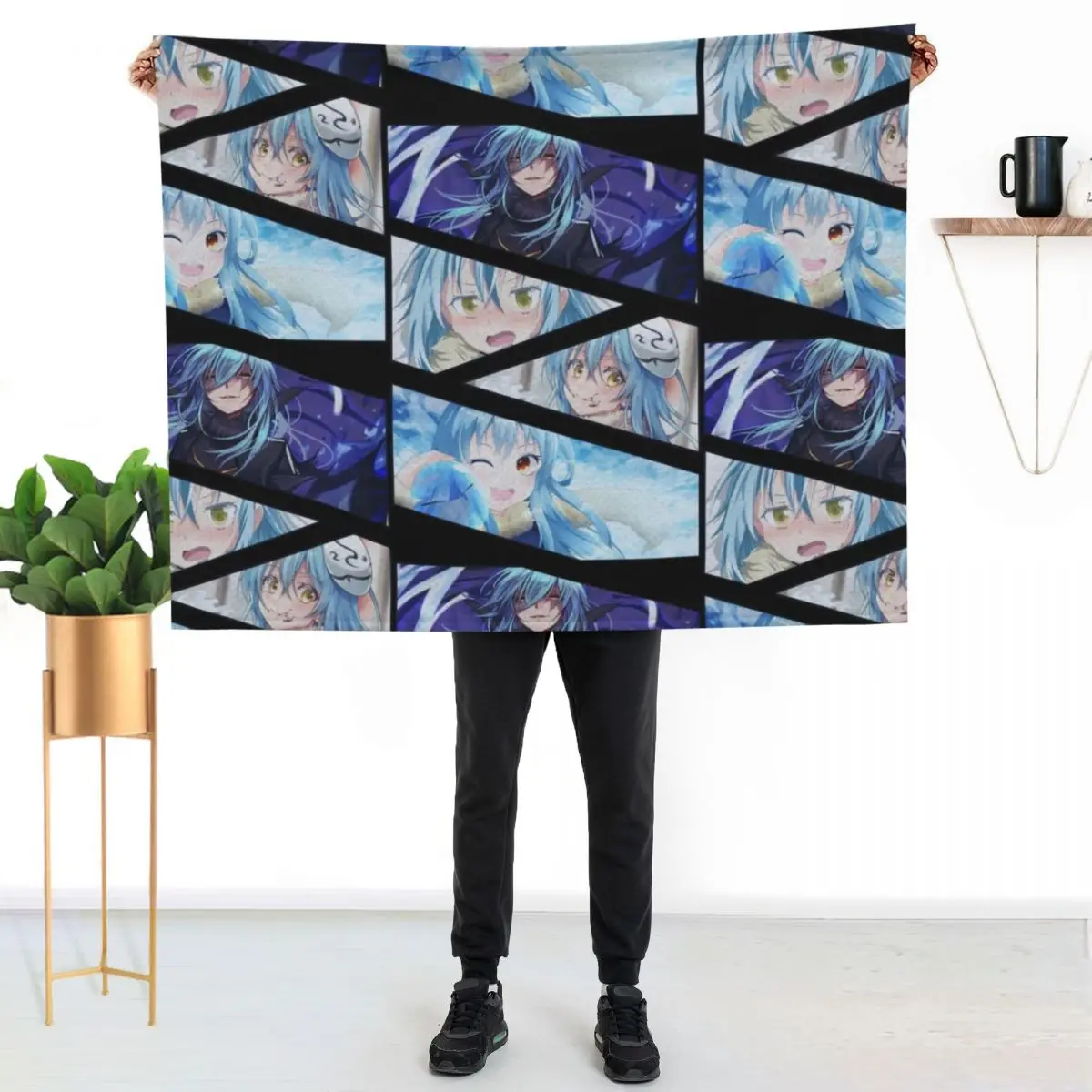 

Rimuru Tempest Manga Panel Design Throw Blanket Warm Flannel Blanket for Couch Chair Bedroom