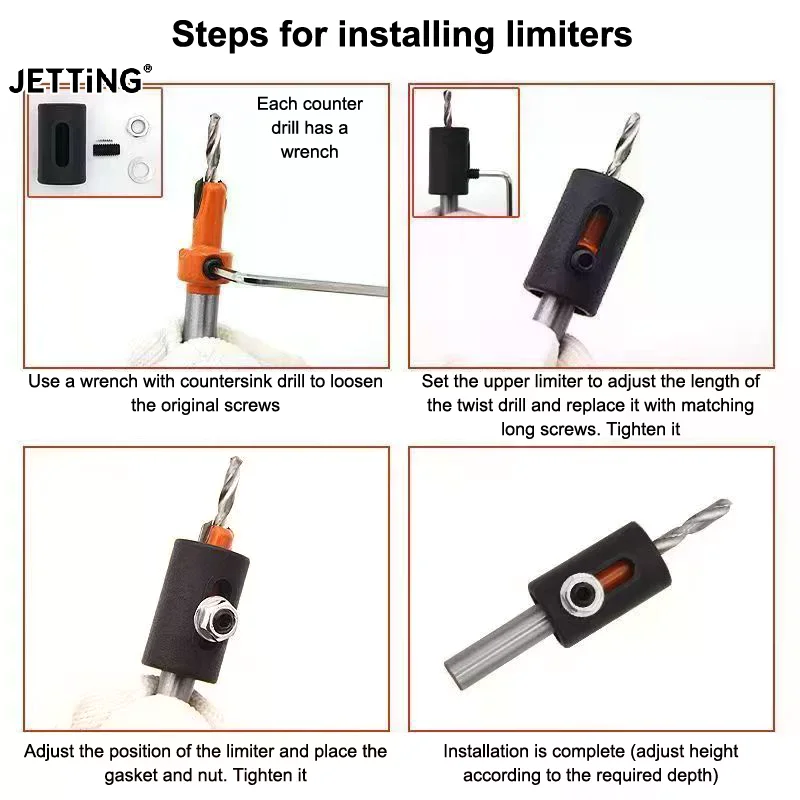 8mm Woodworking Countersink Router Drill Bit Set Screw Extractor Router Bits Hole Punch Woodworking Tools For Wood Drilling