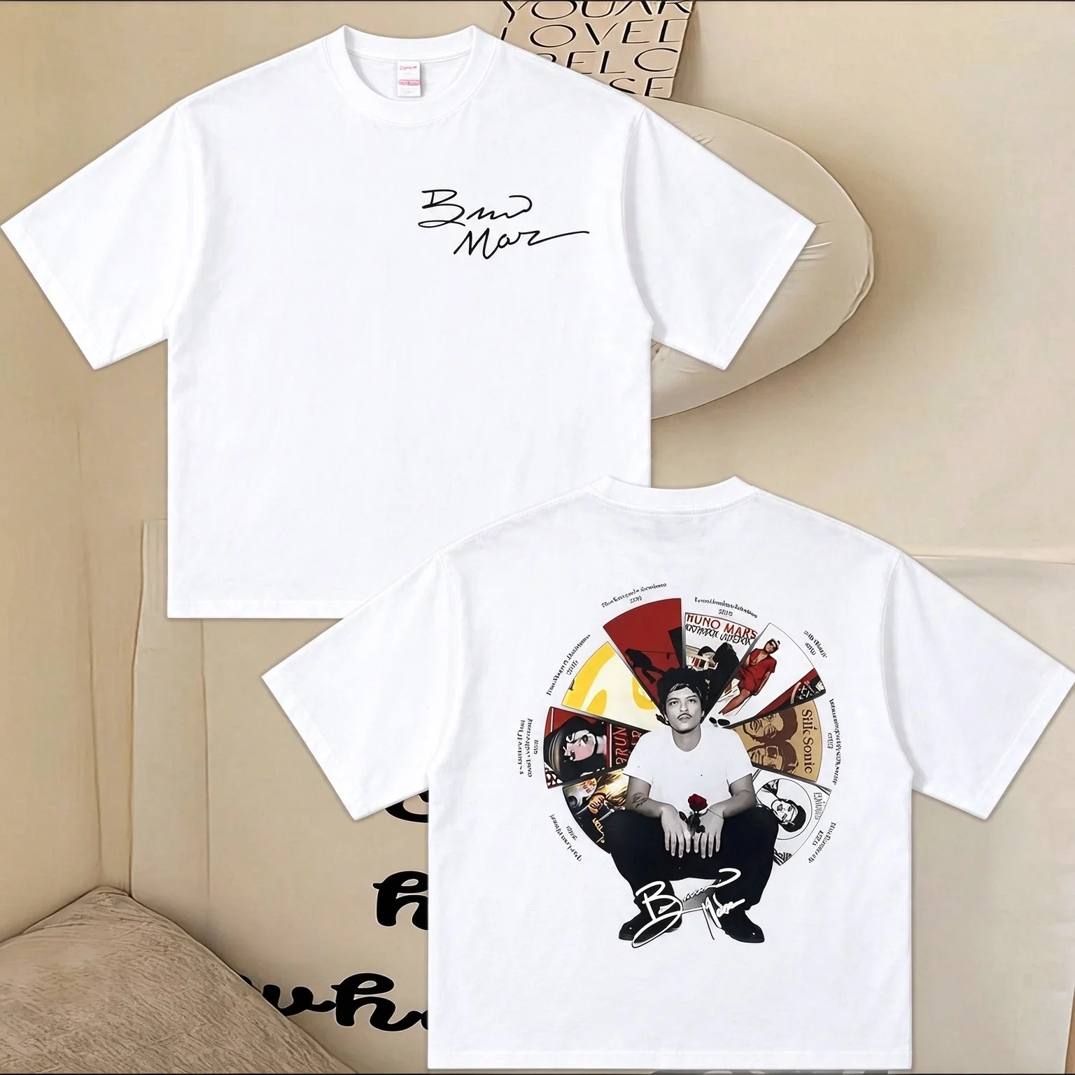 Bruno Mars Album Vintage Pop Music Graphic Tee T Shirt Men's Women's Unisex Cotton Retro Edgy Cool Oversized Short Sleeve Top