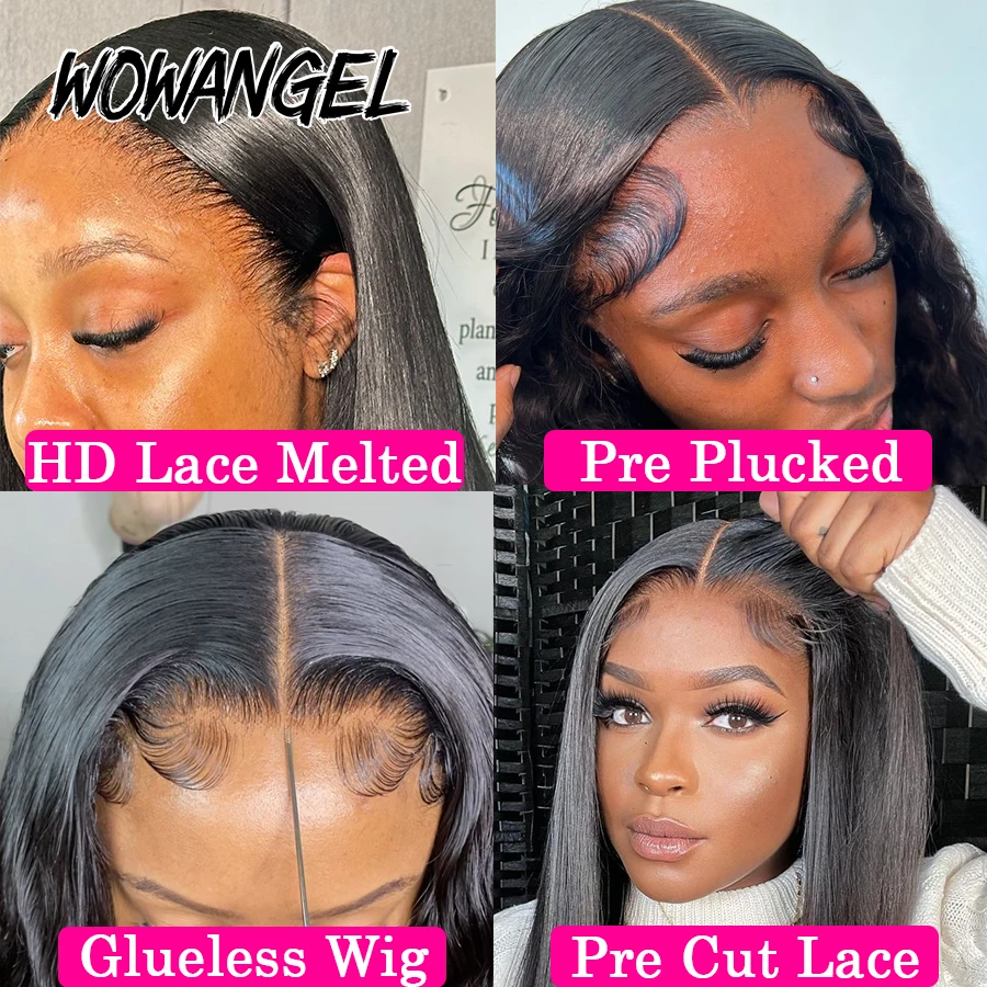 Wow Angel 13x6 HD Lace Front Wigs 250% Remy Hair Body Wave Human Hair Wigs Pre Cut Lace Pre Plucked Wear To Go Wigs for Women