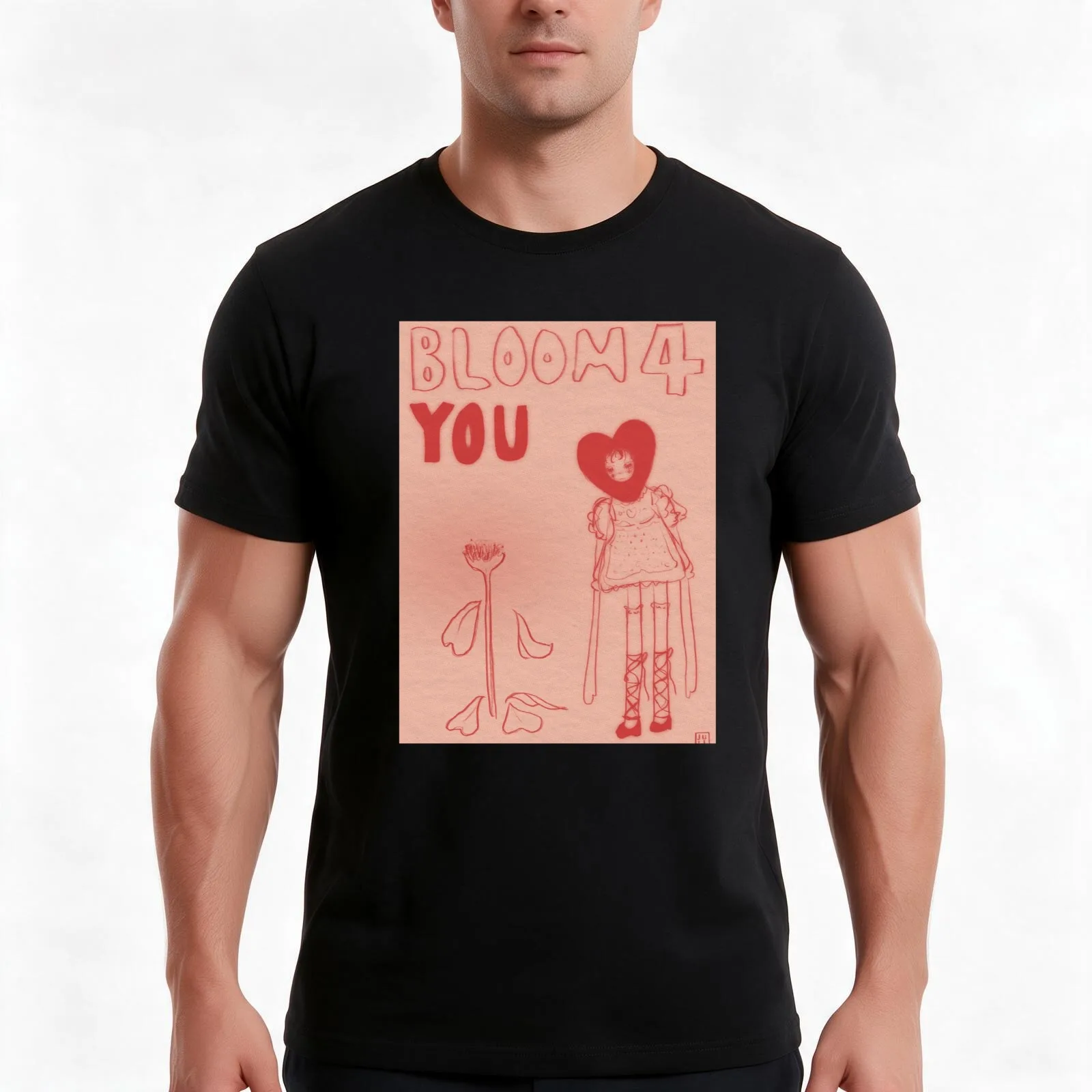 bloom 4 you Photographic Print T-Shirt, Summer Casual Cotton Tee, Oversized Streetwear Tops, Vintage Graphic Print, 100% Cotton