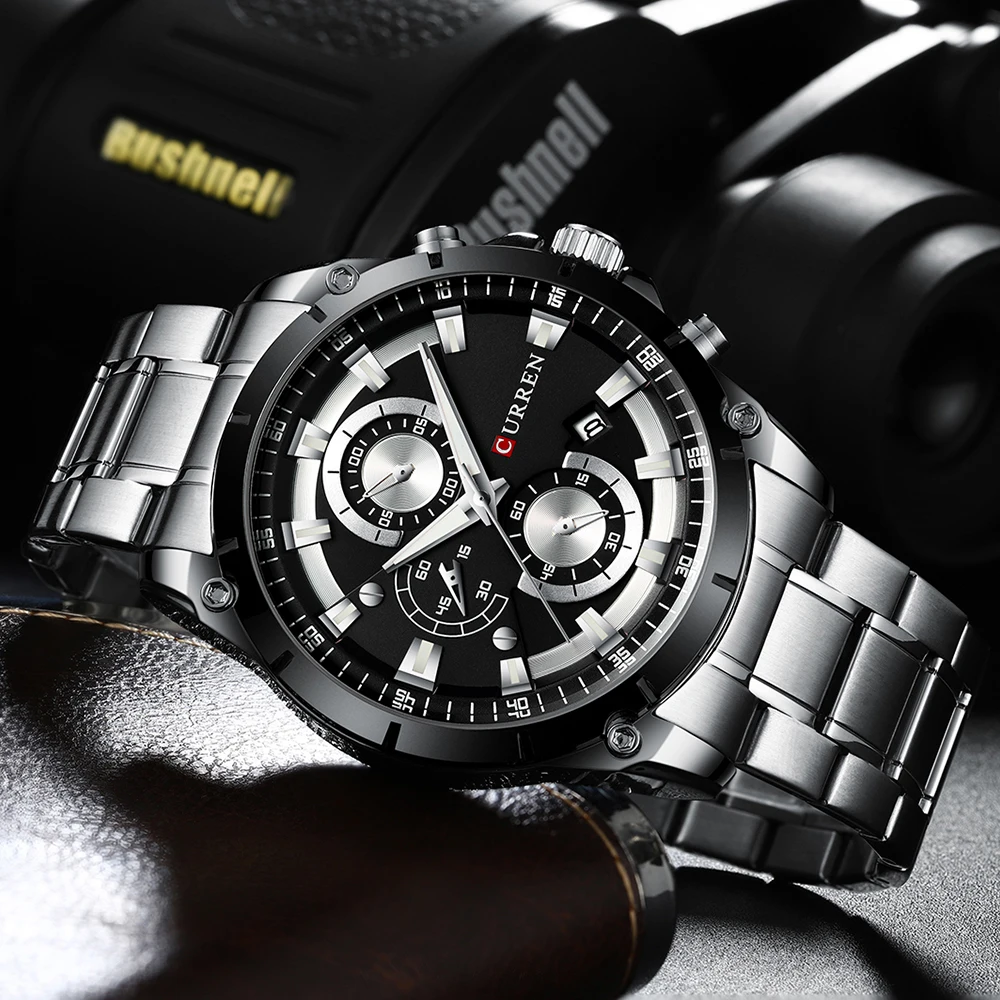 CURREN Men Watches Top Luxury Brand Full Steel Waterproof Sport Quartz Watch Fashion Date Clock Chronograph Relogio Masculino