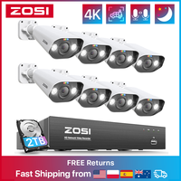 ZOSI 8MP 5MP POE Security Cameras System 8CH 4K NVR Kit Two Way Audio IP Camera Human Detect Outdoor Video Recorder Surveillance