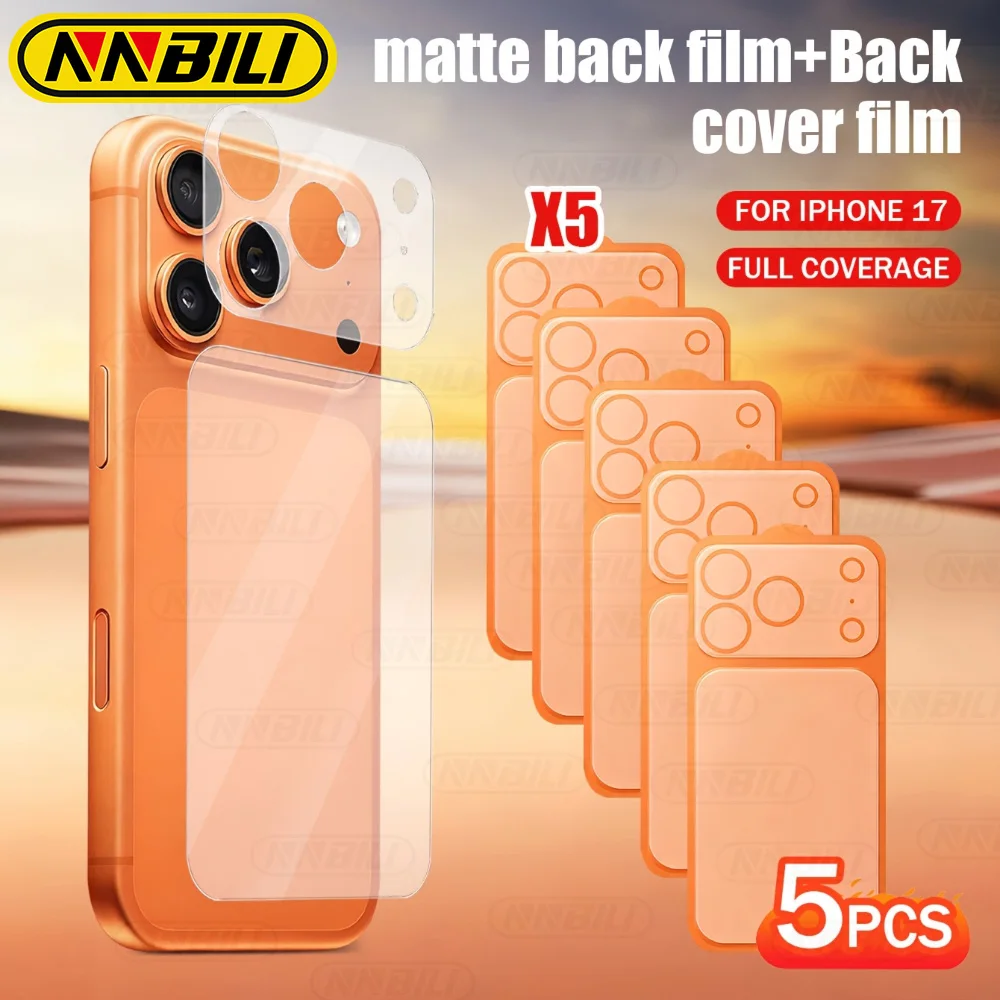 NNBILI 5 szt. Matowa folia hydrożelowa na tył telefonu Apple iPhone 17 ProMax 17Air 17Pro, miękka folia PET…