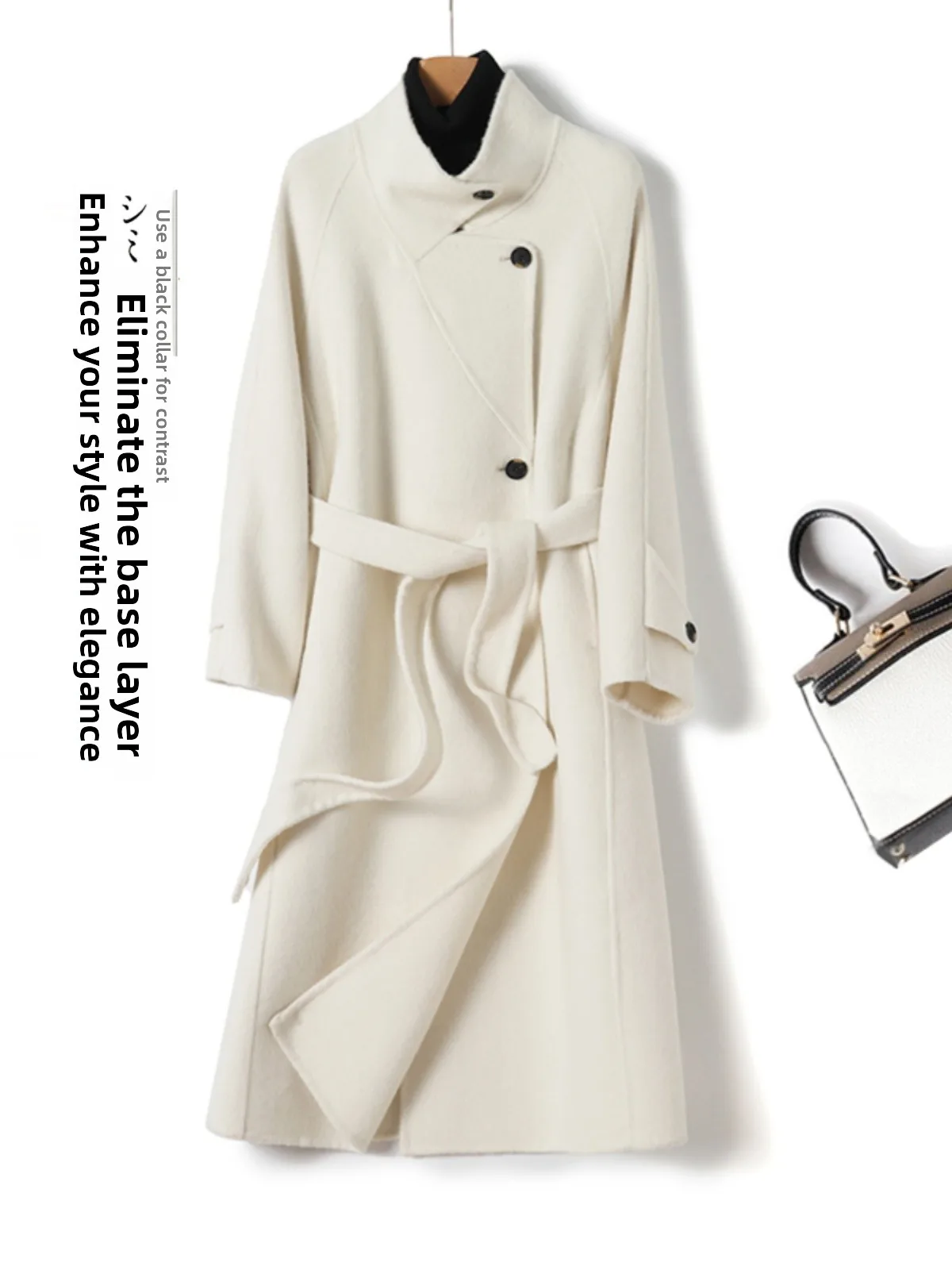 

Deluest Luxury Double-Faced Camere Woolen Coat Ele Belted Waist Midi Length Autumn Winter Women's Faion Outerwear