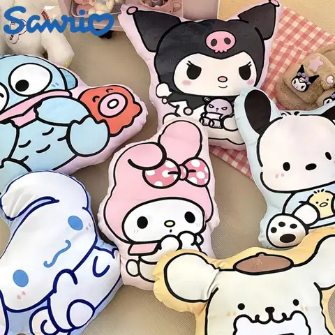 Sanrio Kawaii Pochacco Hangyodon Kuromi Cinnamoroll 마이 멜로디 Pom Pom Purin 소파 침대 쿠션 백 침실 수면 인형 베개 선물