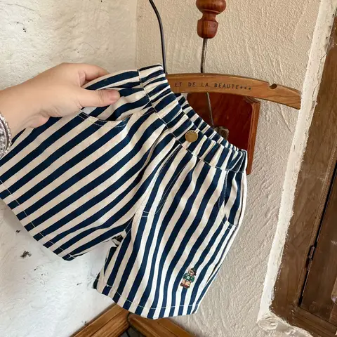 लड़कों और लड़कियों के लिए नए क्लासिक शॉर्ट्स, कॉटन स्ट्राइप इलास्टिक कमर, कैज़ुअल समर किड्स शॉर्ट्स 0-4 साल 10 best sales लड़कों के छोटे - №1