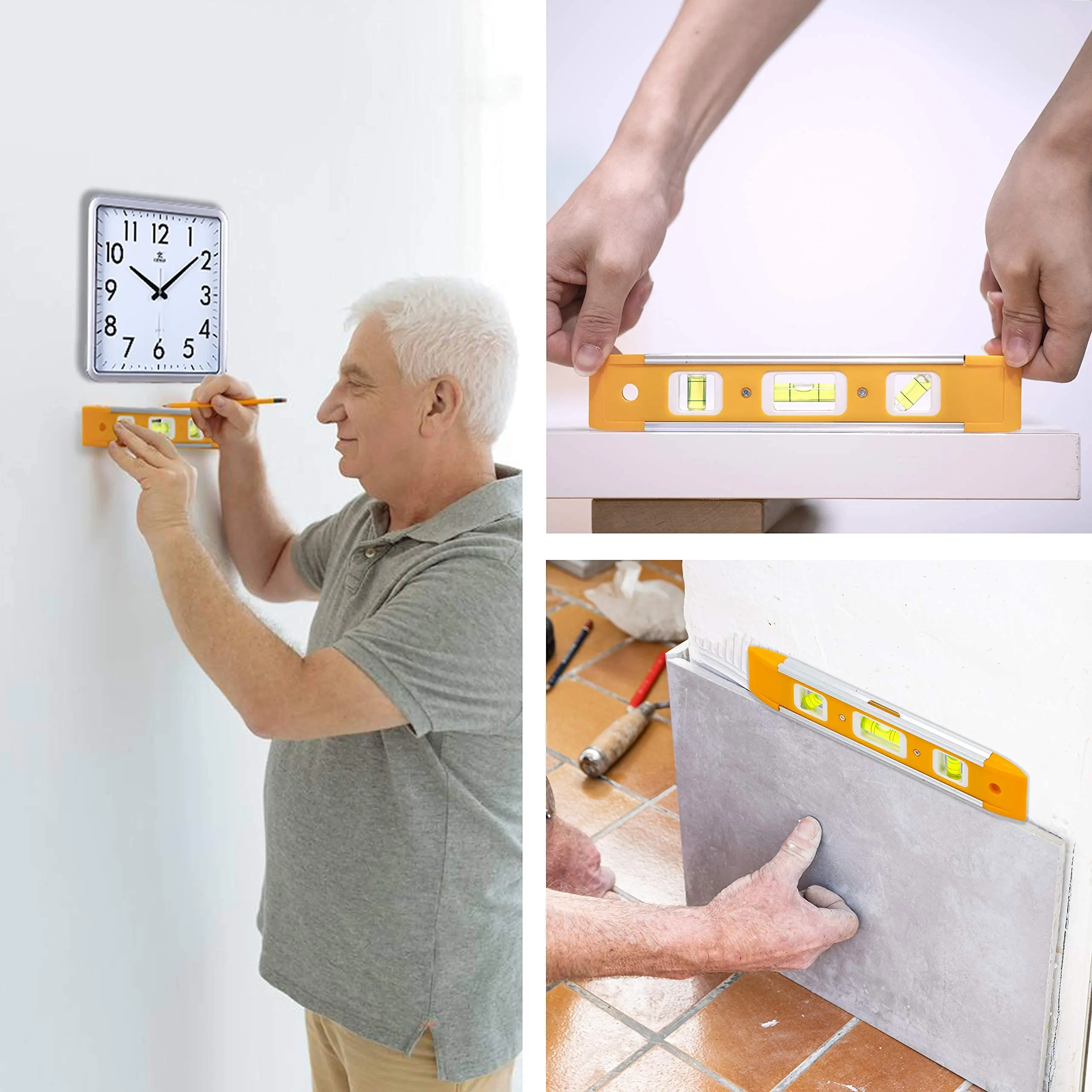 WEELEE 9-Zoll-Torpedowasserwaage, magnetische Boxwaage mit 45 ° /90 ° /180 ° Blasen, stoßfestes Wasserwaage-Werkzeug zum Messen – Detail 3