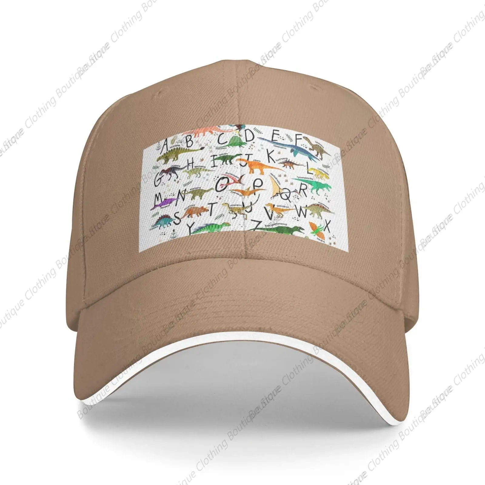 Stylish Learning Alphabets with Dinosaurs Print Casual Sandwich Baseball Caps, Adjustable Men's and Women's Caps, Classic Caps