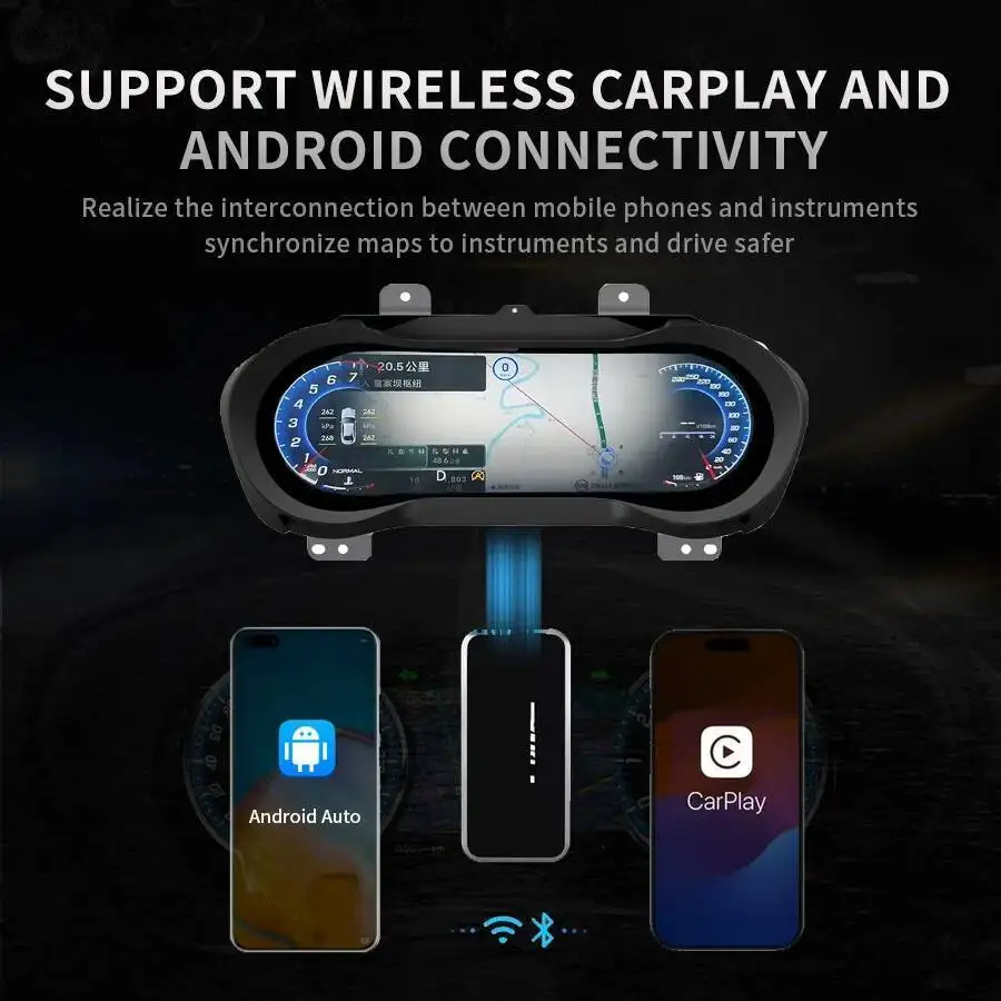 مجموعة أدوات LCD الذكية Linux لـ Maserati Ghibli 2014-2023 ترقية عداد السرعة عالي الدقة مع عرض الملاحة الخريطة