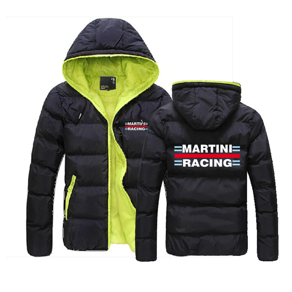 

2025 Autumn And Winter Men's Martini Racing Logo Print Personality Down Jackets High Quality Hooded Coat Warm Fleece Hoodies