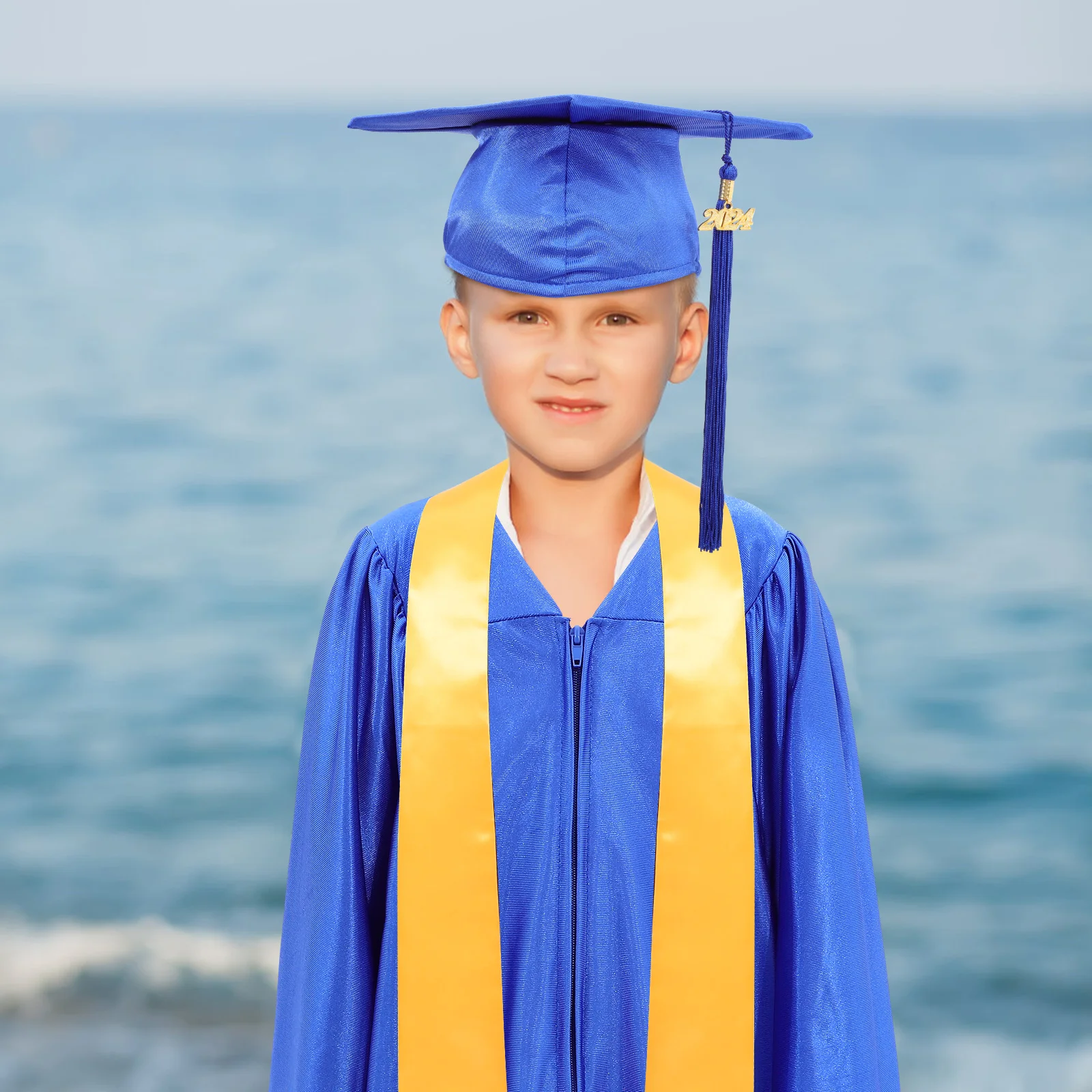 

2024 Shawl Kids School Dress Stole Polyester Cap Set Concealed Zipper Pendant Included For Kindergarten Preschool Elementary