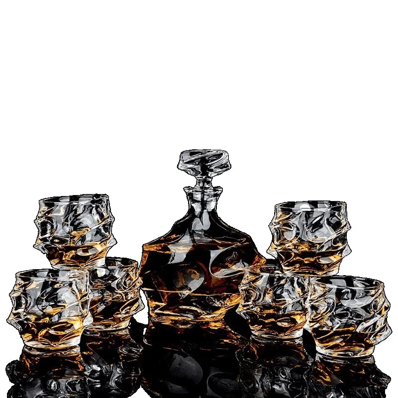 

European high-end crystal bottle set, whisky wine set, glass foreign water glass wine set gift box