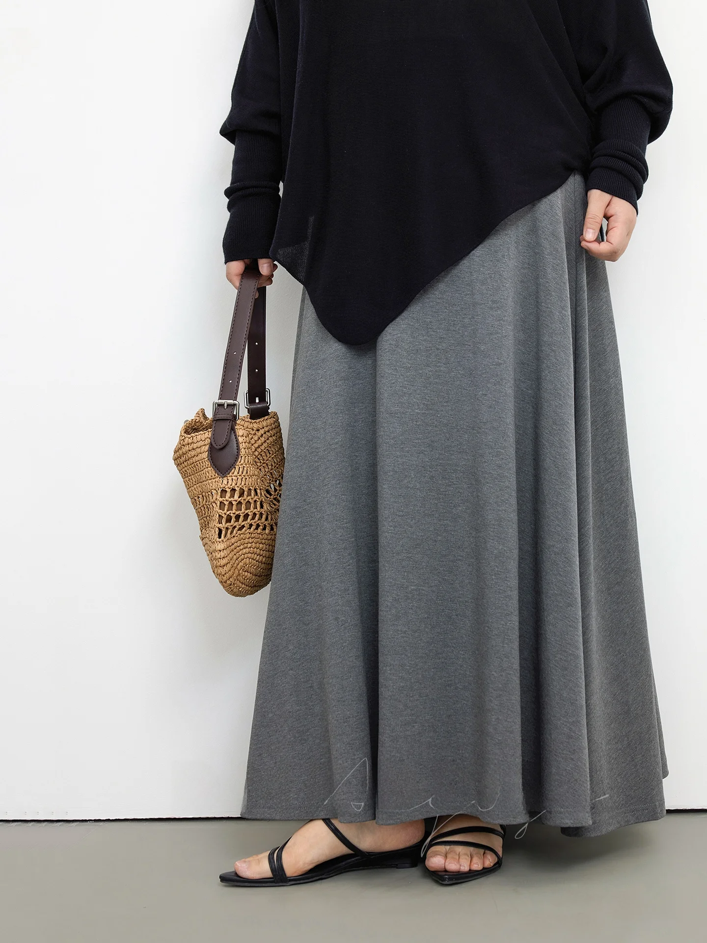 

High Waist Draped A-Line Long Skirt plus Size Spring New Sle Casual And Pear Body pe Suitable High Waist f Body ...