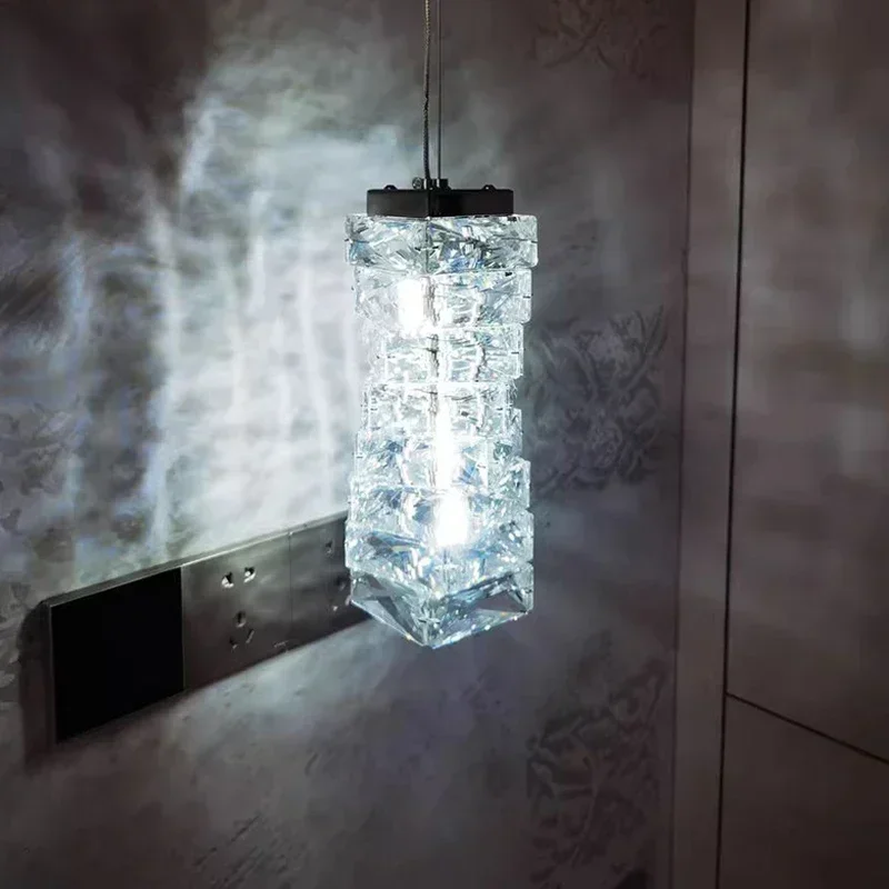 Luxury Led Crystal Pendant Light for Bedroom Living Room Ceiling Chandelier Indoor Bedside Sofa Aisle Home Decor Hanging Light