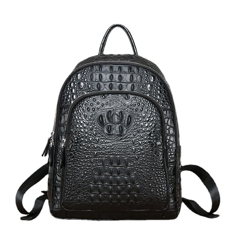 

Men's Backpack Crocodile Patterned Backpack for School Bags for Teenagers and Women Leather Travel Computer Cowhide Bag Trendy