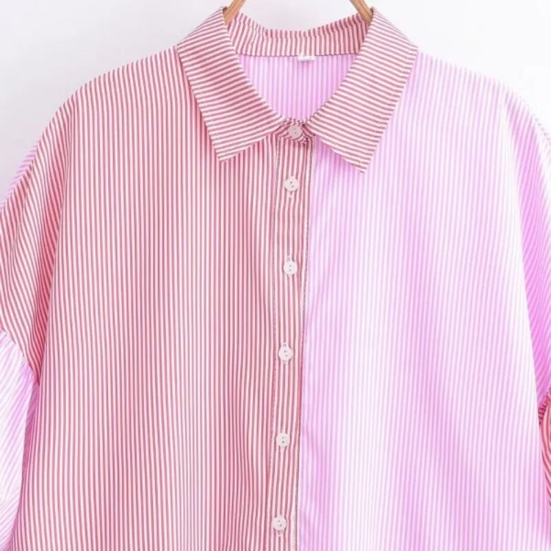 Vestido camisero asimétrico de dos tonos para mujer, vestido informal de verano de manga corta, minivestido holgado a la moda con C