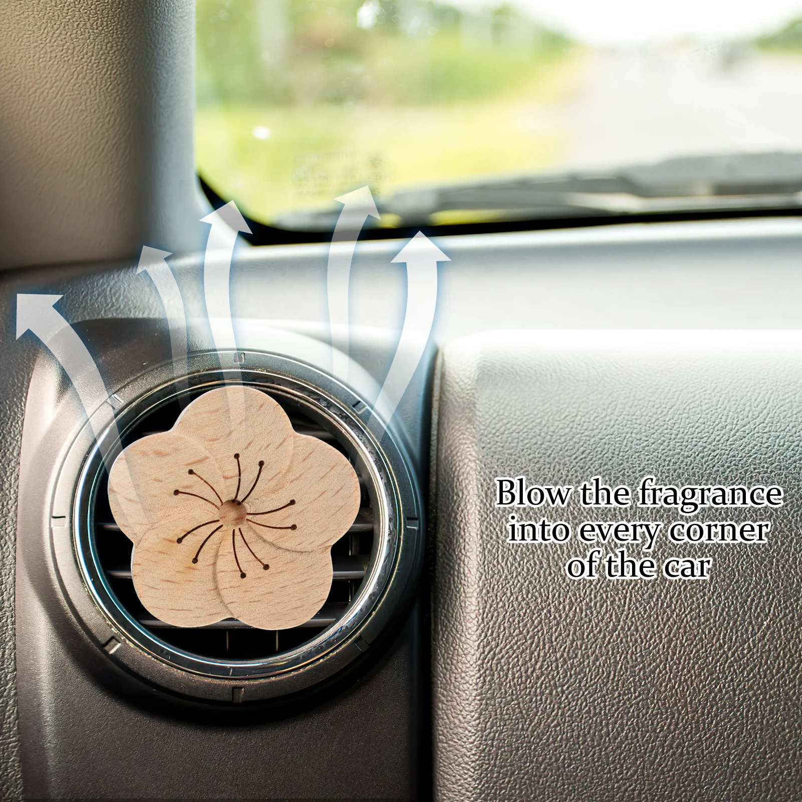

3Pcs Wood Flower Car Air Freshener Clip Portable Vent Diffuser for Car Interior Decor Compatible with Most Vehicle Models