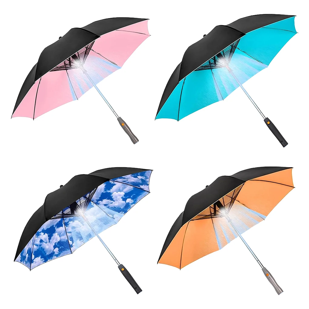 Waterproof Parasol Umbrella | Sun Protection | Long Lasting Outdoor Protection Long Handle Umbrella Blue and white cloud