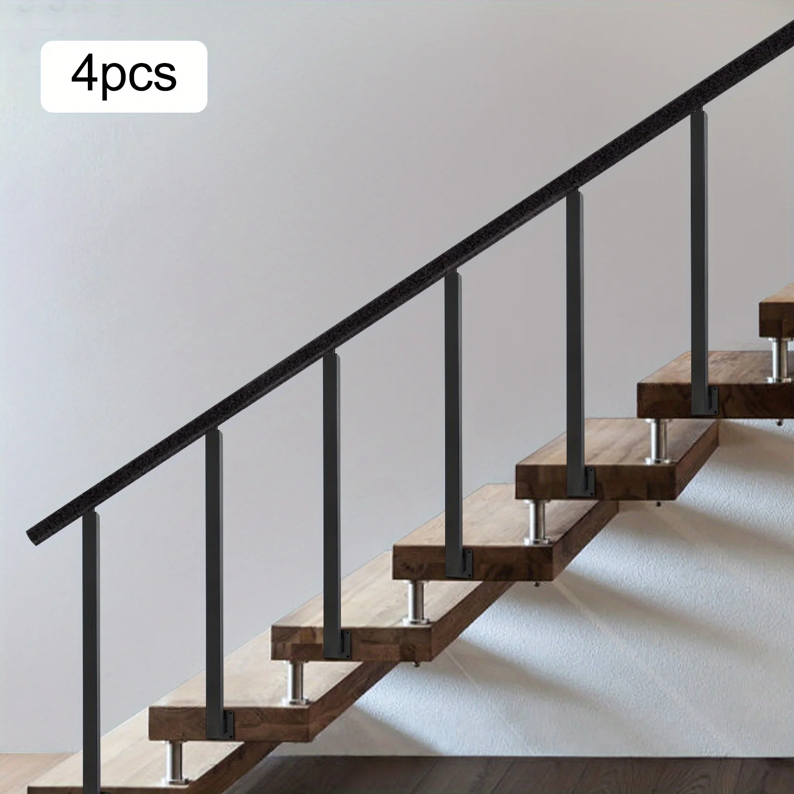 4 Pieces of 95cm Stair Railing Side Installation - Black, , , Suitable for Staircases, Villas, Entrances, Corridors, Attics