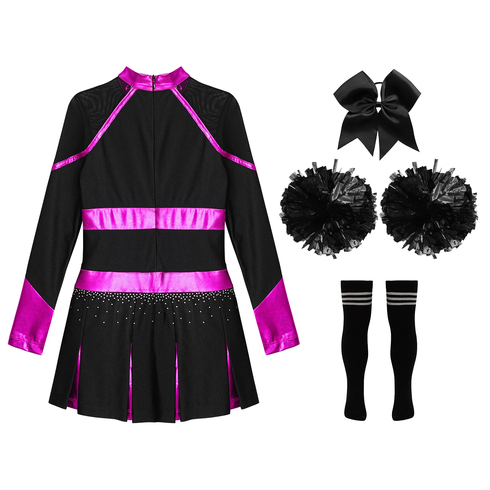 Kinder Mädchen Cheerleading Uniformen Schule Cheer Dance Outfit Cheerleader Kostüm Kinder Glitzernde Strass Cheerleader Uniformen – Detail 10