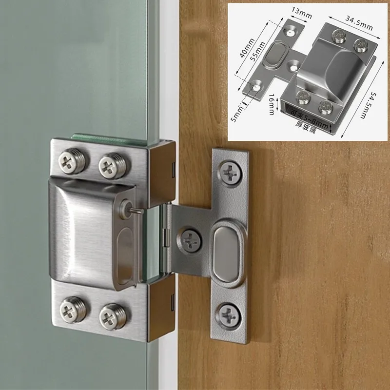Non-perforated Glass Hinges High-quality Stainless Steel Glass Door Hinge Cupboard Display Cabinet Door Clamp Furniture Hardware image 3
