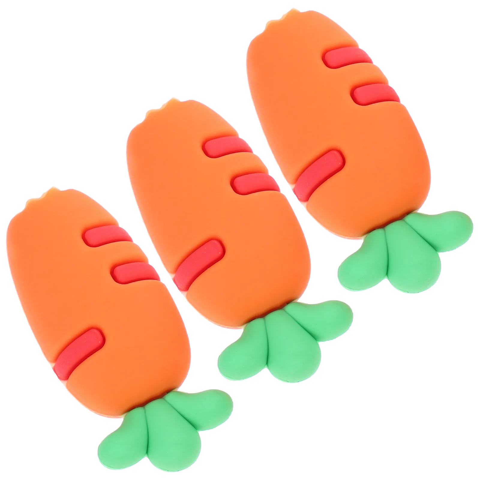 3Pcs Adorable Carrot Soft Silicone Pencil Tip Protector Extender Caps Accessory for Classroom Desk