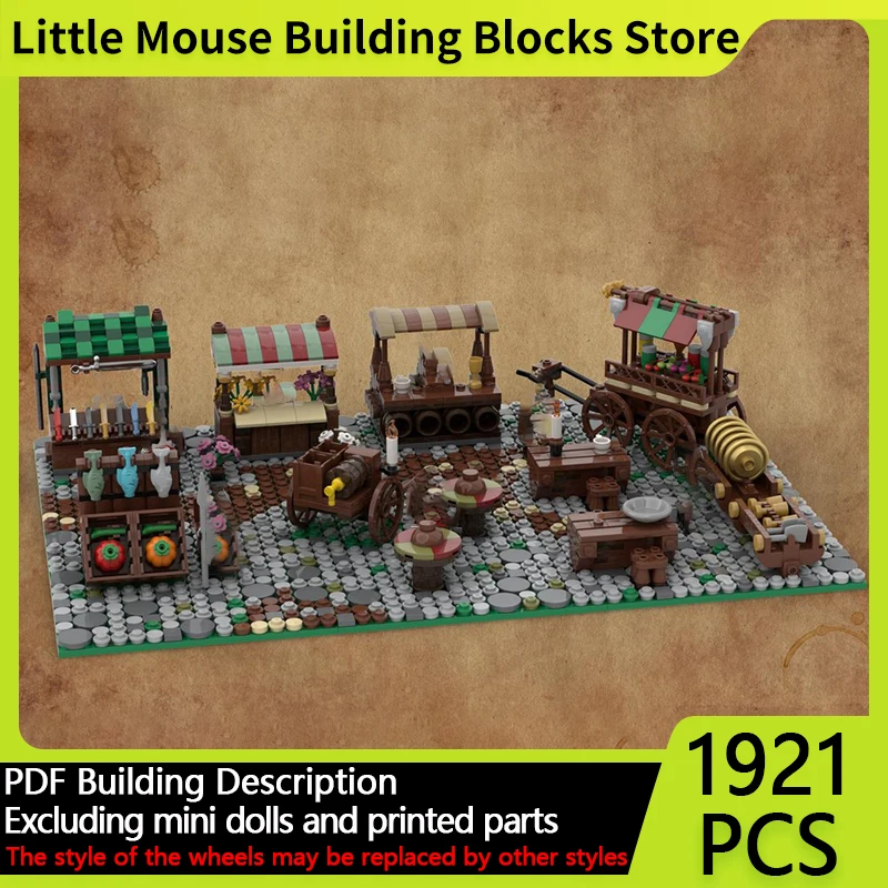 

Medieval Castle Model MOC Building Bricks Town Market Street Modular Technology Gifts Holiday Assemble Children Toys Suit