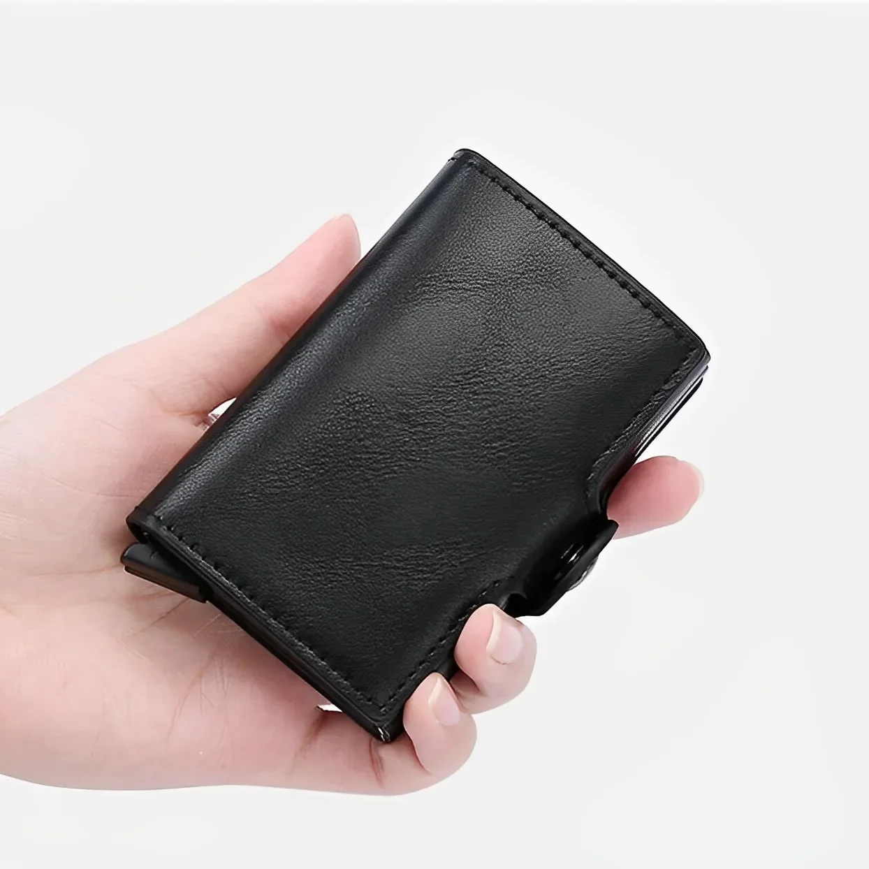 Porta carte antifurto da uomo in fibra di carbonio: blocco RFID, contiene 12 carte, cerniera in metallo e design a doppio strato